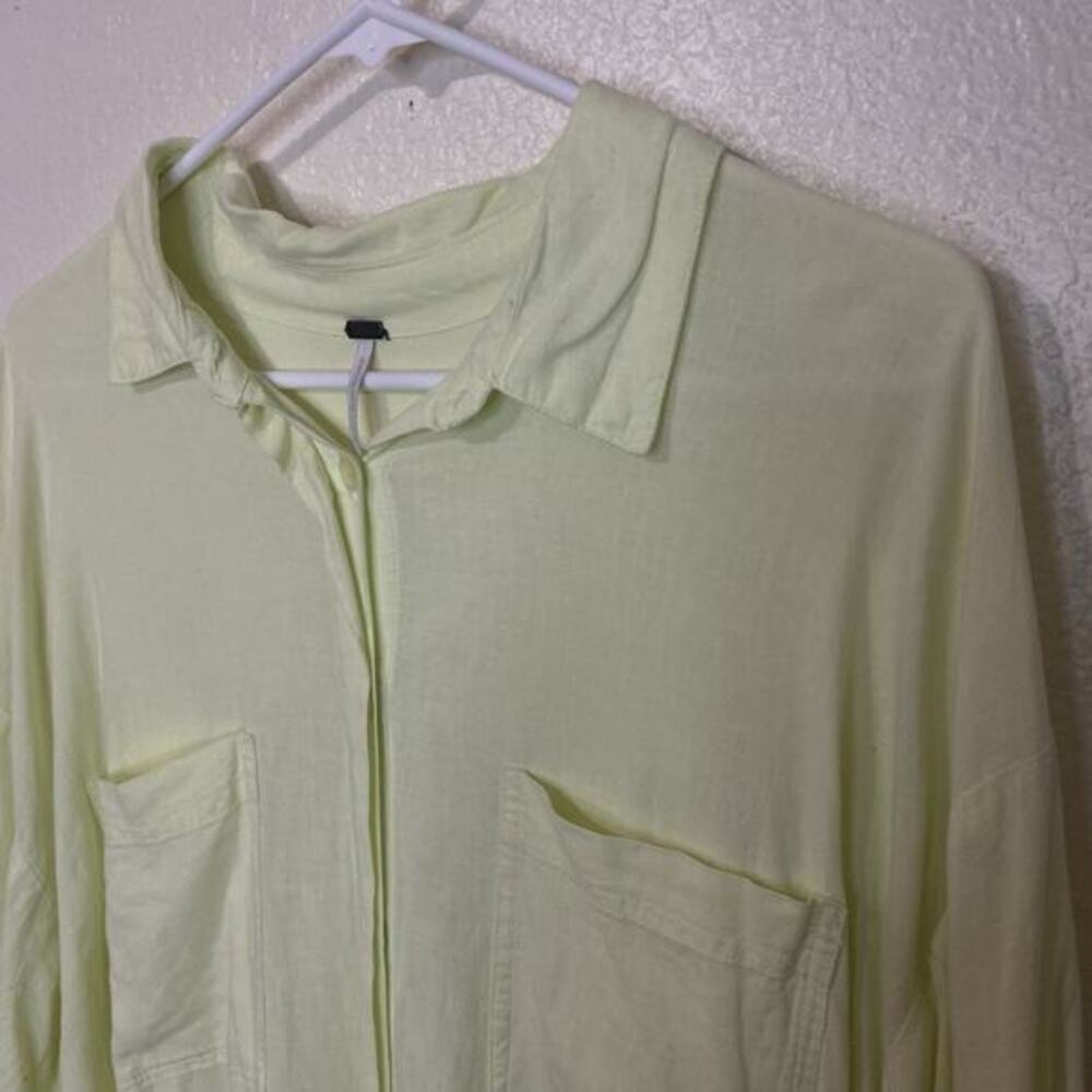 YFB Young‎ Fabulous & Broke Lime Yellow Button Down Linen Blend Shirt Dress Sz S - Picture 4 of 10